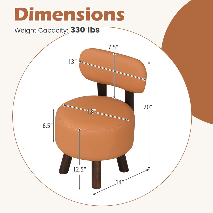 Giantex Small Footrest Stools Set of 2 Round Ottoman