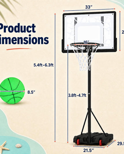 Giantex Pool Basketball Hoop Poolside with LED Solar Lights