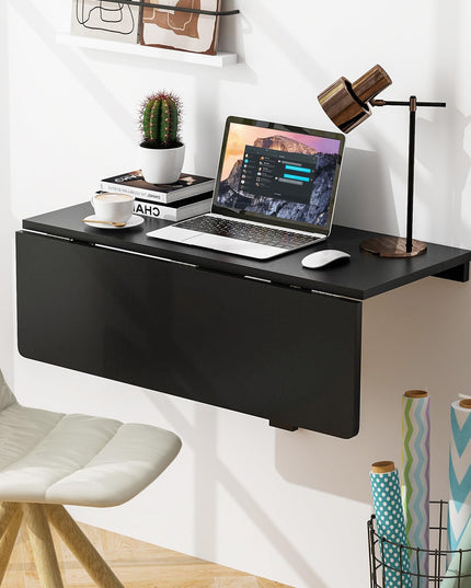 Giantex Wall Mounted Folding Table, 31.5" x 23.5" Wood Murphy Desk Drop-Leaf Table