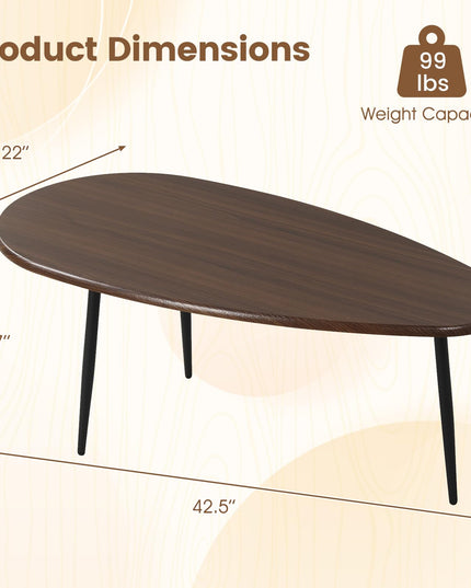 Table basse ovale Giantex, table d'appoint de style Mid-Century Modern