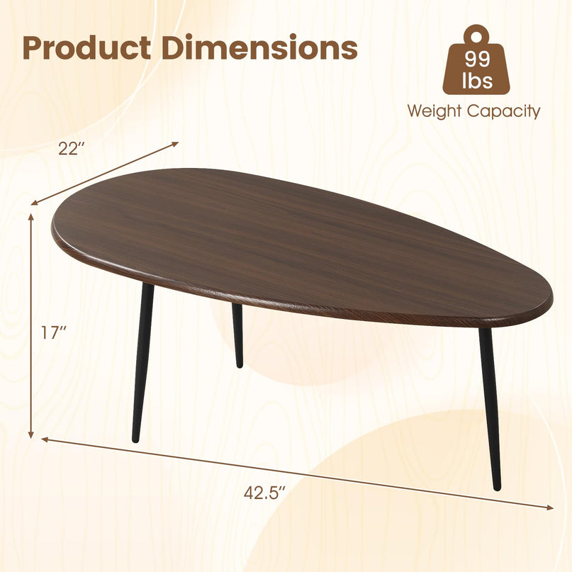 Table basse ovale Giantex, table d'appoint de style Mid-Century Modern
