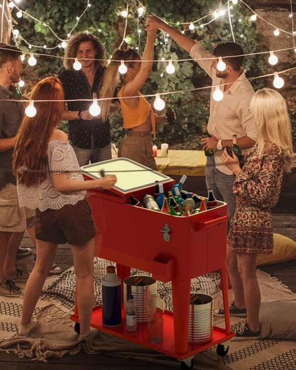 Giantex 80 Quart Patio Cooler Rolling Cooler Ice Chest with Shelf