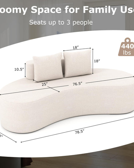 Giantex 78.5" Sofa Couch with 2 Cozy Pillows for Living Room