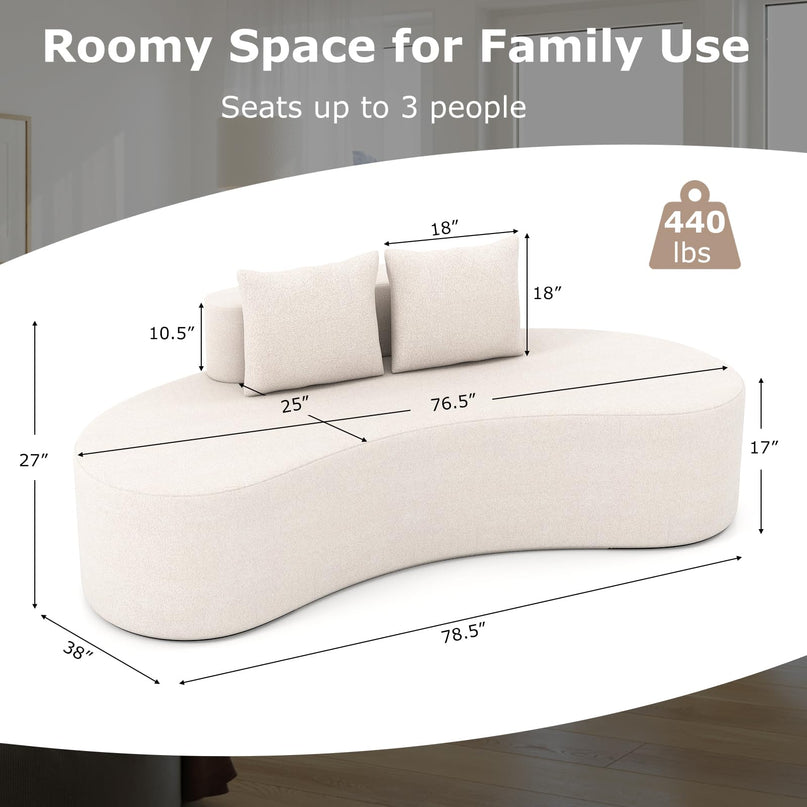 Giantex 78.5" Sofa Couch with 2 Cozy Pillows for Living Room