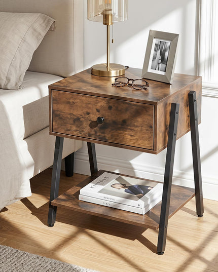 Giantex Industrial Night Stand with Drawer and Open Shelf