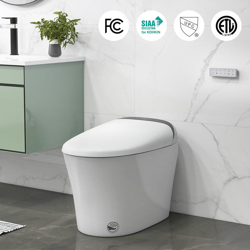 Giantex Smart Toilet, Bidet Toilet Seat Elongated with 1.28 GPF Dual Auto Flush