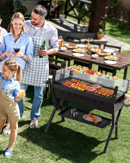 Giantex Charcoal Grill with Transparent Glass Wind Guard