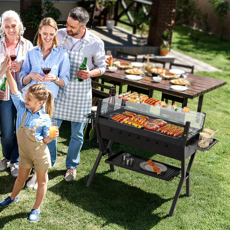 Giantex Charcoal Grill with Transparent Glass Wind Guard