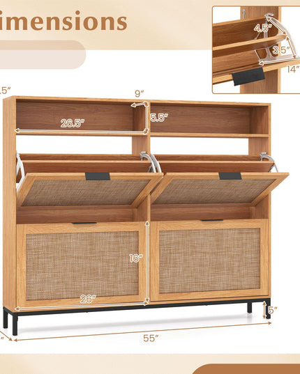Giantex Large Shoe Storage Cabinet w/ 4 Flip Drawers for Hallway