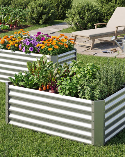 Giantex 4 x 2 x 2 FT Galvanized Rectangular Raised Garden Bed with Open-Ended Base (1/2)