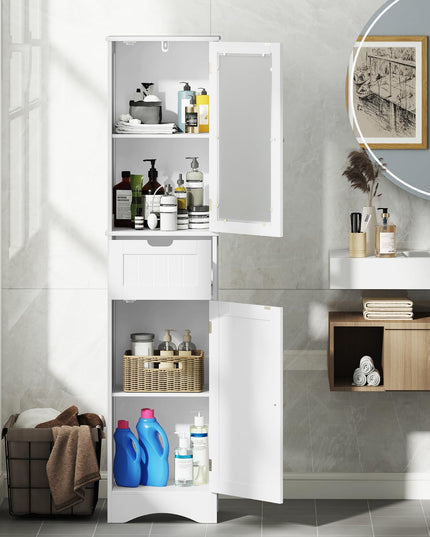 Giantex Freestanding Bathroom Storage Cabinet - 67” Tall Slim Pantry Cabinet