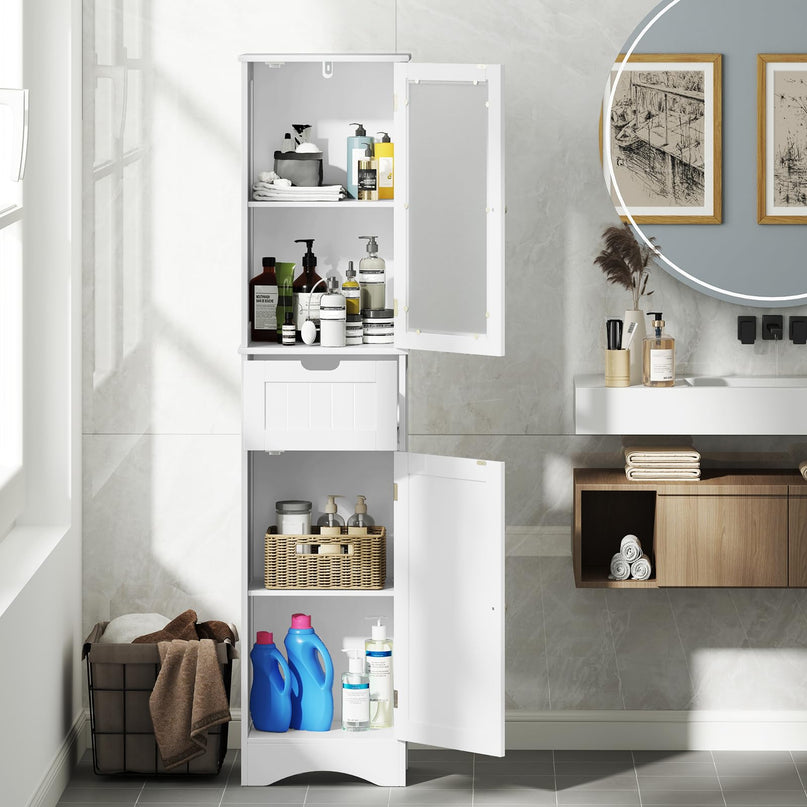 Giantex Freestanding Bathroom Storage Cabinet - 67” Tall Slim Pantry Cabinet