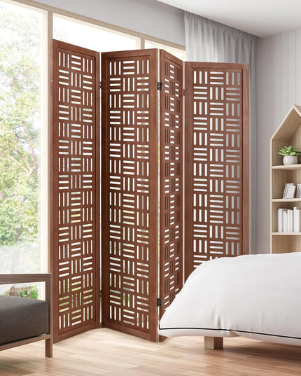 Giantex Room Divider - Folding Room Dividers with Carved Cutout Pattern & Solid Wood Frame