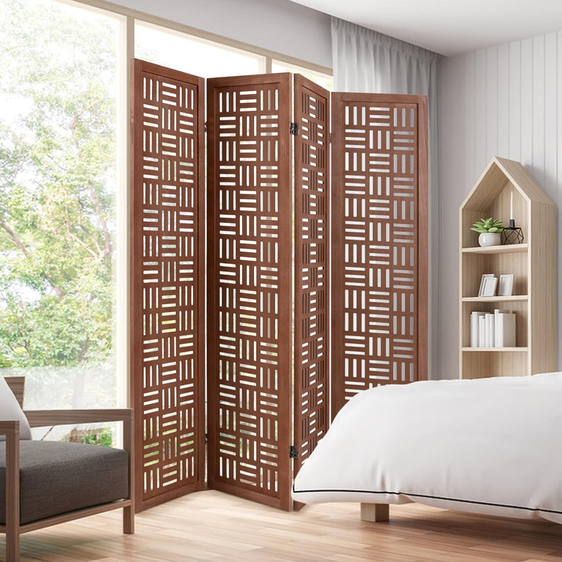 Giantex Room Divider - Folding Room Dividers with Carved Cutout Pattern & Solid Wood Frame