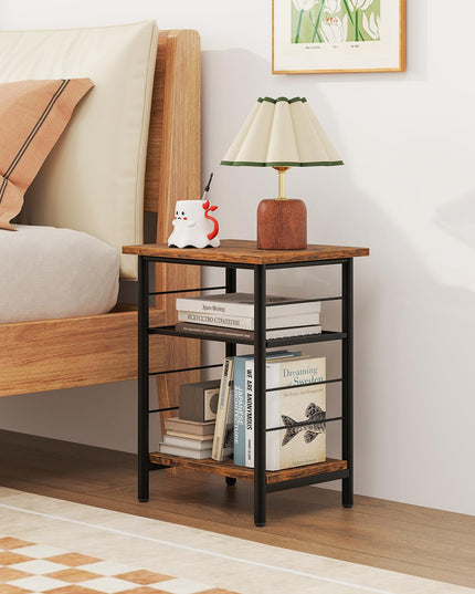 Giantex 3 Tier Side Table with Adjustable Mesh Shelf