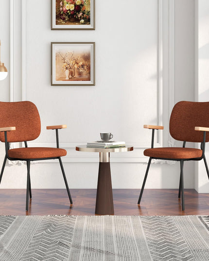 Modern Fabric Dining Chair Set of 2, Padded Armchairs with Linen Fabric