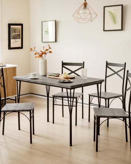 Giantex 5-Piece Dining Table Set, Modern Rectangular Dining Table & 4 Dining Chairs Set with Metal Frame