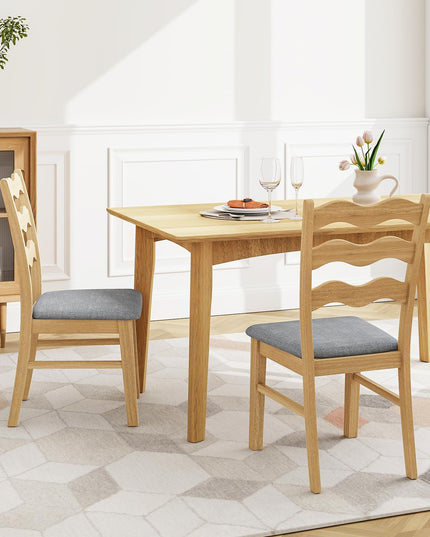 Giantex Wooden Dining Chairs Set of 2/4, Rubber Wood Kitchen Chair with Padded Seat & Hollowed Backrest
