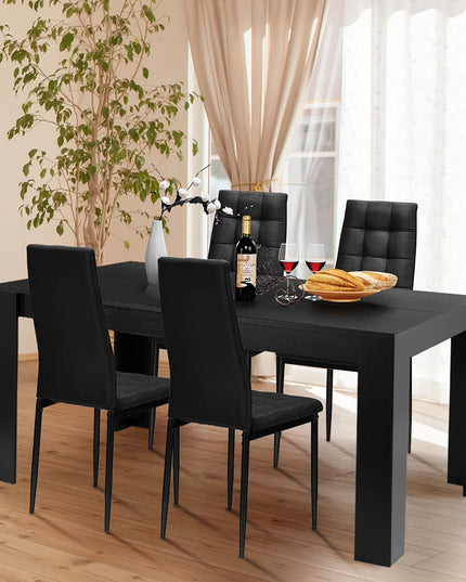 Giantex Wood Rectangular Table with 4 Upholstered Chairs Set Modern Kitchen Table Set