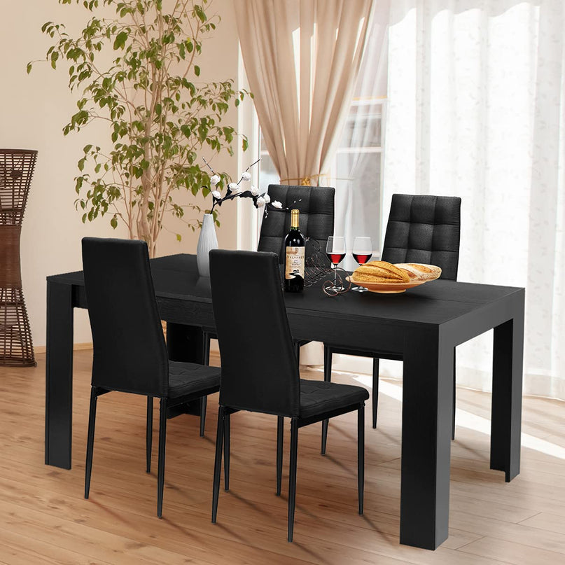 Giantex Wood Rectangular Table with 4 Upholstered Chairs Set Modern Kitchen Table Set