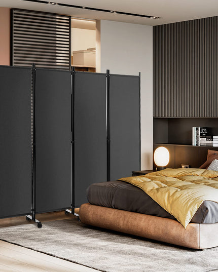 Giantex 4 Panel Room Divider, Folding Privacy Screen with Lockable Wheels, Rolling Partition Room Dividers