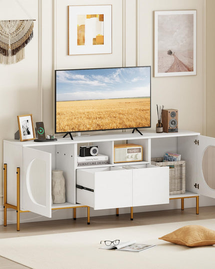 Giantex White TV Stand for TVs up to 70", Modern Entertainment Center