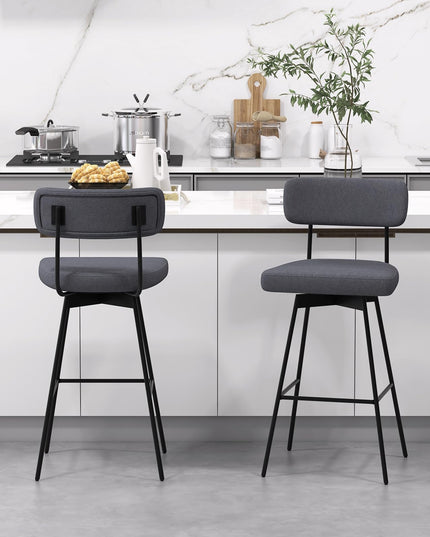 Giantex Swivel Bar Stools,  Upholstered Bar Height Bar Chairs w/Padded Seat & Backrest