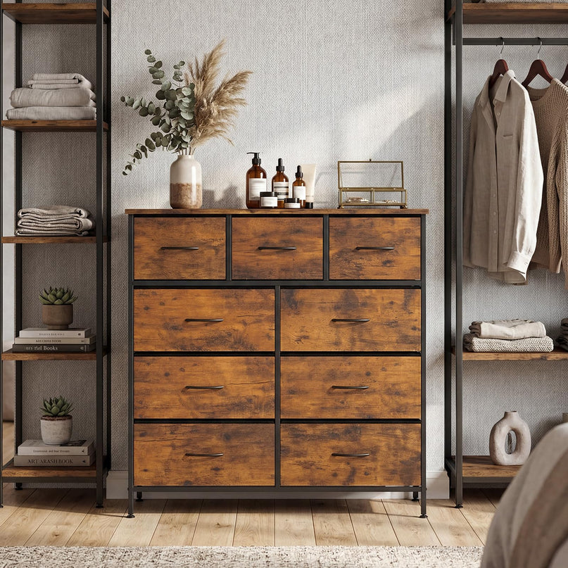 Giantex 9-Drawer Dresser for Bedroom Tall Fabric Storage Organizer Chest