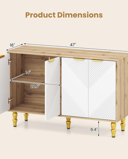 GIANTEX 47" Sideboard Buffet Cabinet with 4 Fluted Doors