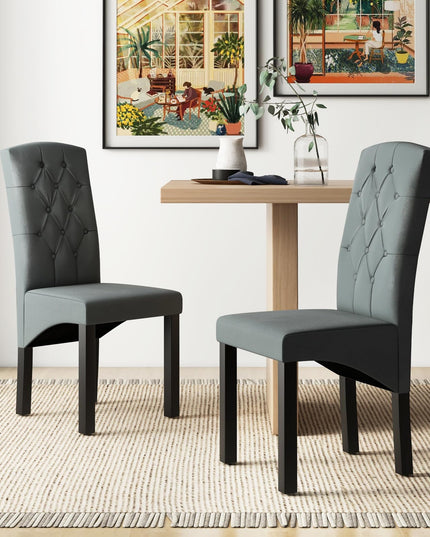 Giantex Modern Dining Chairs, Tufted Fabric Dining Room Chairs w/High Backrest, High-density Sponge Cushion