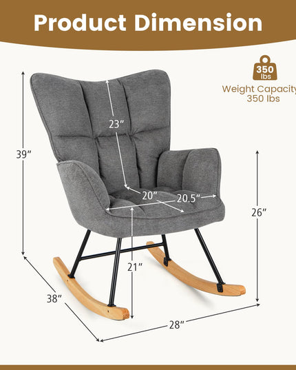 Giantex Rocking Chair Nursery, Modern Rocking Accent Chair w/High Backrest