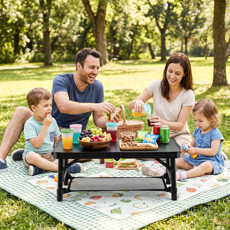 Giantex 2 FT Folding Portable Aluminum Small Picnic Table with Storage Net & Carry Handle