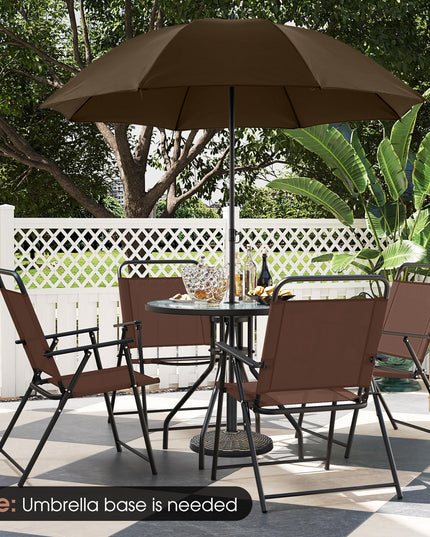 Giantex 6 Pieces Patio Dining Set, Folding Patio Chairs Set of 4, Tempered Glass Umbrella Table with Hole