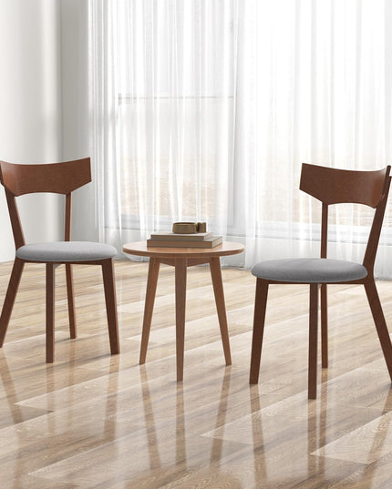 Giantex Wooden Dining Chairs, Solid Wood Kitchen Chairs w/Curved Back & Cushioned Seat