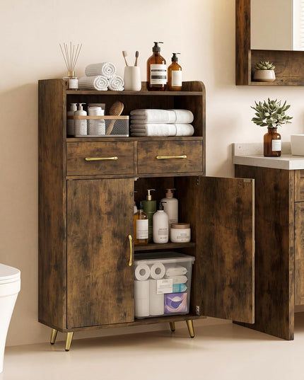 Giantex Bathroom Storage Cabinet | Freestanding Floor Cabinet with 2 Drawers and 2 Doors