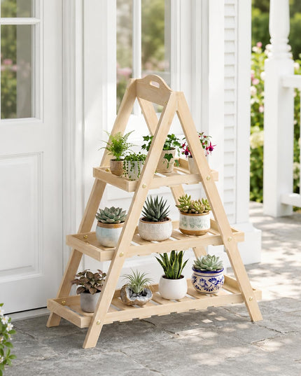 Giantex 3-Tier Plant Stand Indoor w/ Slatted Shelves