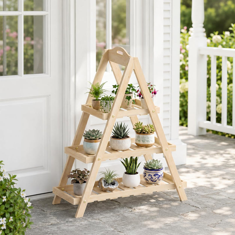 Giantex 3-Tier Plant Stand Indoor w/ Slatted Shelves