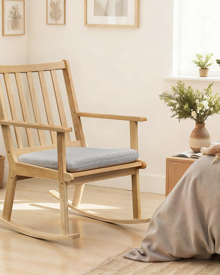 Chaise à bascule Giantex avec coussin et dossier haut à lattes
