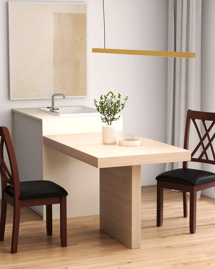 Giantex Wood Dining Chairs Set of 2, Faux Leather Upholstered Kitchen Chairs with Rubber Wood Legs