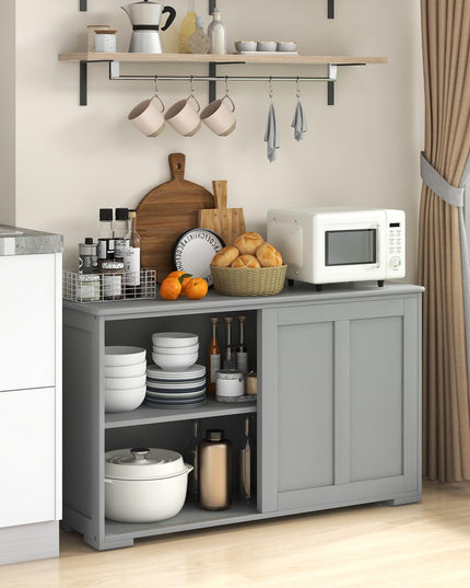 Giantex Buffet Cabinet with Storage, Coffee Bar Wine Cabinet, Farmhouse Sideboard w/Sliding Door
