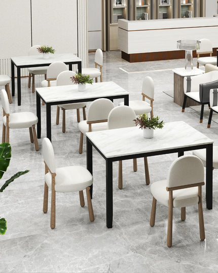 Giantex Dining Table for 4 People, 45" Rectangular Mid Century Kitchen Table with Faux Marble Tabletop
