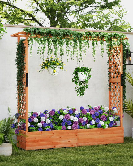 Giantex Raised Garden Bed with Trellis and Hanging Roof
