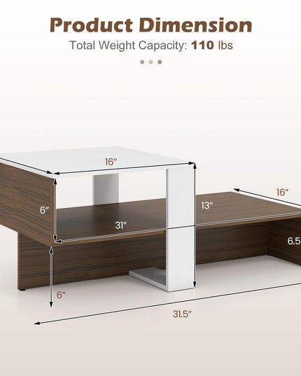 Giantex 31.5" Small Coffee Table with Storage