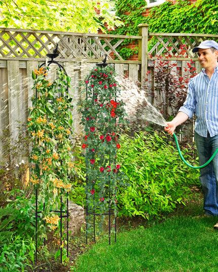 Giantex 2-Pack Tomato Cages, 69” PE-Coated Metal Garden Obelisk Trellis for Climbing Plants