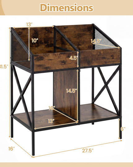 GIANTEX 2-Tier Record Player Stand Vinyl Record Storage
