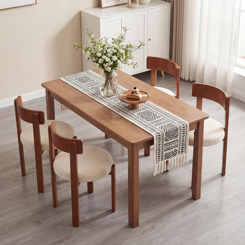 Giantex Wooden Dining Chairs Set of 2/4 Teddy Fleece Upholstered Boucle Kitchen Chair