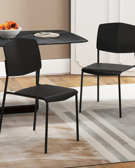 Giantex Stackable Dining Chairs Set, Modern Kitchen Chairs w/Metal Legs & Curved Back, Load up to 350 LBS