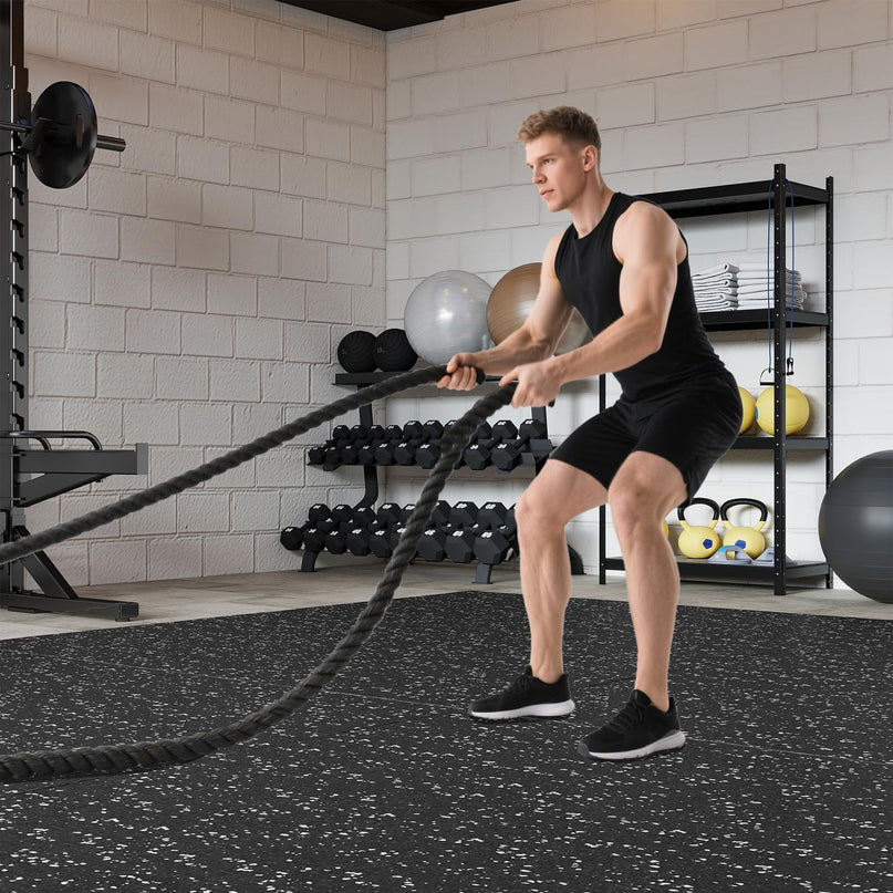 Giantex Interlocking Rubber Gym Floor Mats | 0.55'' Thick 24''x24'' Puzzle Tiles with Border Strips