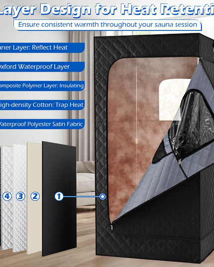 Tente de sauna portable Giantex pour le corps entier | Générateur de vapeur à chauffage rapide 3L/1200W