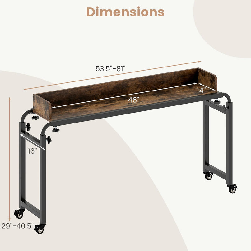 Giantex  81" Queen Size Bed Desk with Adjustable Height and Length